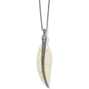 Brighton Free Spirit Feather Tribal Ivory and silver plated‎ Necklace new!!